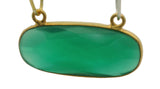 Oval Green Onyx Bezel Connector – Gold Plated Over 925 Sterling Silver, 10x24mm, 1Pc.