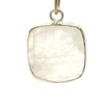 Rainbow Moonstone Cushion Pendant – 12mm, 1 Loop, 925 Sterling Silver & Gold Plated Silver, 1 Pc