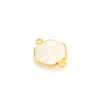 Rainbow Moonstone Hexagon Pendant – 12mm, 925 Sterling Silver & Gold Plated Silver, 1 Pc