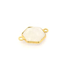 Rainbow Moonstone Hexagon Pendant – 12mm, 925 Sterling Silver & Gold Plated Silver, 1 Pc
