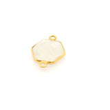 Rainbow Moonstone Hexagon Pendant – 12mm, 925 Sterling Silver & Gold Plated Silver, 1 Pc