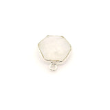 Rainbow Moonstone Hexagon Pendant – 12mm, Center Loop, 925 Sterling Silver & Gold Plated Silver, 1 Pc