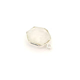 Rainbow Moonstone Hexagon Pendant – 12mm, Center Loop, 925 Sterling Silver & Gold Plated Silver, 1 Pc