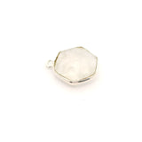 Rainbow Moonstone Hexagon Pendant – 12mm, Center Loop, 925 Sterling Silver & Gold Plated Silver, 1 Pc
