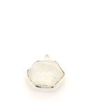 Rainbow Moonstone Hexagon Pendant – 12mm, Center Loop, 925 Sterling Silver & Gold Plated Silver, 1 Pc