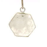 Rainbow Moonstone Hexagon Pendant – 12mm, Center Loop, 925 Sterling Silver & Gold Plated Silver, 1 Pc