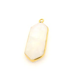 Rainbow Moonstone Long Marquise Pendant – 9x25mm, 925 Sterling Silver & Gold Plated Silver, 1 Pc