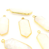 Rainbow Moonstone Long Marquise Pendant – 9x25mm, 925 Sterling Silver & Gold Plated Silver, 1 Pc