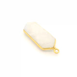 Rainbow Moonstone Long Marquise Pendant – 9x25mm, 925 Sterling Silver & Gold Plated Silver, 1 Pc