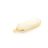 Rainbow Moonstone Long Marquise Pendant – 9x25mm, 925 Sterling Silver & Gold Plated Silver, 1 Pc