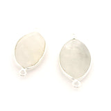Rainbow Moonstone Marquise Pendant / Connector – 11x22mm, Two Loops, 925 Sterling Silver & Gold Plated Silver, 1 Pc