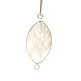Rainbow Moonstone Marquise Pendant / Connector – 11x22mm, Two Loops, 925 Sterling Silver & Gold Plated Silver, 1 Pc