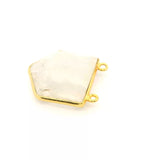 Rainbow Moonstone Pentagon Pendant / Connector – 18mm, Two Loops, 925 Sterling Silver & Gold Plated Silver, 1 Pc
