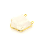 Rainbow Moonstone Pentagon Pendant / Connector – 18mm, Two Loops, 925 Sterling Silver & Gold Plated Silver, 1 Pc