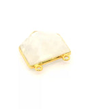 Rainbow Moonstone Pentagon Pendant / Connector – 18mm, Two Loops, 925 Sterling Silver & Gold Plated Silver, 1 Pc