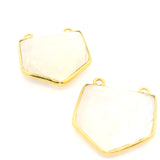 Rainbow Moonstone Pentagon Pendant / Connector – 18mm, Two Loops, 925 Sterling Silver & Gold Plated Silver, 1 Pc