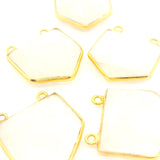 Rainbow Moonstone Pentagon Pendant / Connector – 18mm, Two Loops, 925 Sterling Silver & Gold Plated Silver, 1 Pc