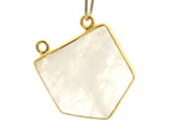 Rainbow Moonstone Pentagon Pendant / Connector – 18mm, Two Loops, 925 Sterling Silver & Gold Plated Silver, 1 Pc