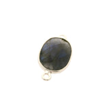 Oval Shape Blue Labradorite Connector Bezel – 9x11mm & 10x15mm, 2 Loops, 925 Sterling Silver and Gold Plated Silver, Jewelry Link, 1 Pcs