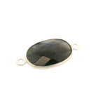 Oval Shape Blue Labradorite Connector Bezel – 9x11mm & 10x15mm, 2 Loops, 925 Sterling Silver and Gold Plated Silver, Jewelry Link, 1 Pcs