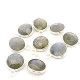 8mm Coin Gemstone Pendants – 1-Loop Charms | Sterling Silver & Gold Plated | Choose from 14 Gemstones | 10pcs Pack