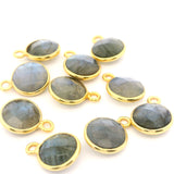8mm Coin Gemstone Pendants – 1-Loop Charms | Sterling Silver & Gold Plated | Choose from 14 Gemstones | 10pcs Pack