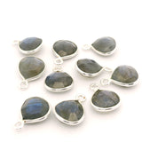 8mm Heart Gemstone Pendants – 1-Loop Charms | Sterling Silver & Gold Plated | Choose from 14 Gemstones | 10pcs Pack