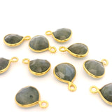 8mm Heart Gemstone Pendants – 1-Loop Charms | Sterling Silver & Gold Plated | Choose from 14 Gemstones | 10pcs Pack