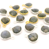 8mm Heart Gemstone Pendants – 1-Loop Charms | Sterling Silver & Gold Plated | Choose from 14 Gemstones | 10pcs Pack