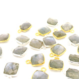 8mm Cushion Gemstone Pendants – 1-Loop Charms | Sterling Silver & Gold Plated | Choose from 14 Gemstones | 10pcs Pack