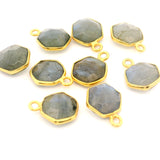 8mm Hexagon Gemstone Pendants – 1-Loop Charms | Sterling Silver & Gold Plated | Choose from 14 Gemstones | 10pcs Pack