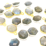 8mm Hexagon Gemstone Pendants – 1-Loop Charms | Sterling Silver & Gold Plated | Choose from 14 Gemstones | 10pcs Pack