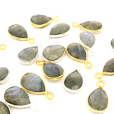 6x9mm Pear Gemstone Pendants – 1-Loop Charms | Sterling Silver & Gold Plated | Choose from 14 Gemstones | 10pcs Pack