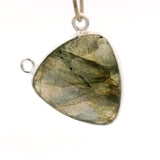 Trillion Shape Blue Labradorite Connector Bezel – 15mm, 2 Loops, 925 Sterling Silver and Gold Plated Silver, Jewelry Link, 1 Pcs