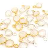 8mm Heart Gemstone Pendants – 1-Loop Charms | Sterling Silver & Gold Plated | Choose from 14 Gemstones | 10pcs Pack