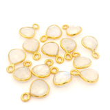 8mm Heart Gemstone Pendants – 1-Loop Charms | Sterling Silver & Gold Plated | Choose from 14 Gemstones | 10pcs Pack