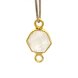 8mm Hexagon Gemstone Connectors – 2-Loop Bezels | Sterling Silver & Gold Plated | Choose from 14 Gemstones | 10pcs Pack