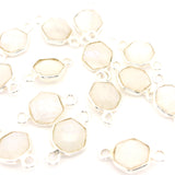 8mm Hexagon Gemstone Connectors – 2-Loop Bezels | Sterling Silver & Gold Plated | Choose from 14 Gemstones | 10pcs Pack