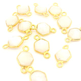8mm Hexagon Gemstone Connectors – 2-Loop Bezels | Sterling Silver & Gold Plated | Choose from 14 Gemstones | 10pcs Pack