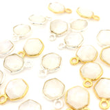 6mm Hexagon Gemstone Bezel Charms – 14pcs Pack | Sterling Silver and Gold Plated Silver| 14 Gemstones to choose from | 1-Loop | 14Pcs. |