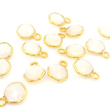 8mm Hexagon Gemstone Pendants – 1-Loop Charms | Sterling Silver & Gold Plated | Choose from 14 Gemstones | 10pcs Pack