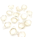 8mm Hexagon Gemstone Pendants – 1-Loop Charms | Sterling Silver & Gold Plated | Choose from 14 Gemstones | 10pcs Pack