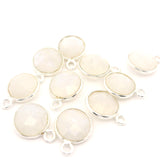 8mm Coin Gemstone Pendants – 1-Loop Charms | Sterling Silver & Gold Plated | Choose from 14 Gemstones | 10pcs Pack