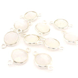 8mm Coin Gemstone Connectors – 2-Loop Bezels | Sterling Silver & Gold Plated | Choose from 14 Gemstones | 10pcs Pack