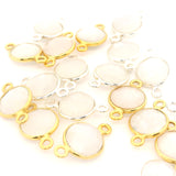 8mm Coin Gemstone Connectors – 2-Loop Bezels | Sterling Silver & Gold Plated | Choose from 14 Gemstones | 10pcs Pack
