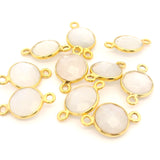 8mm Coin Gemstone Connectors – 2-Loop Bezels | Sterling Silver & Gold Plated | Choose from 14 Gemstones | 10pcs Pack