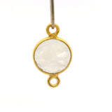 8mm Coin Gemstone Connectors – 2-Loop Bezels | Sterling Silver & Gold Plated | Choose from 14 Gemstones | 10pcs Pack
