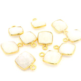 8mm Cushion Gemstone Pendants – 1-Loop Charms | Sterling Silver & Gold Plated | Choose from 14 Gemstones | 10pcs Pack