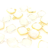 8mm Cushion Gemstone Pendants – 1-Loop Charms | Sterling Silver & Gold Plated | Choose from 14 Gemstones | 10pcs Pack