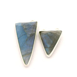 Triangle Shape Blue Labradorite Connector Bezel – 15x20mm & 15x35mm, 2 Loops, 925 Sterling Silver and Gold Plated Silver, Jewelry Link, 1 Pcs